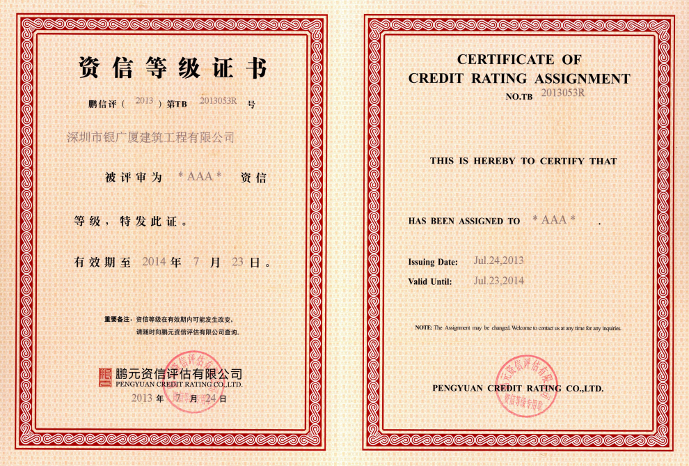 2.AAA资信等级证书